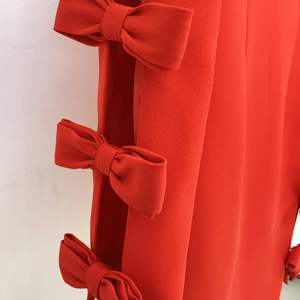 Designer Fashion Women's Stylish Hollow Out Bow Long Sleeve Dress - Picture 5 of 5